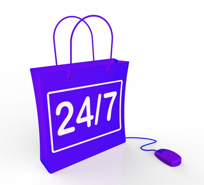 Free stock image of Twenty-four Seven Bag Represents Online Shopping Availability created by Stuart Miles