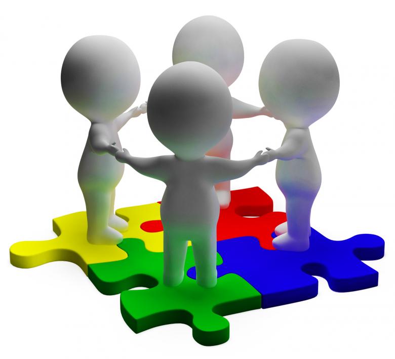 Free stock image of Puzzle Solved And 3d Characters Shows Unity And Teamwork created by Stuart Miles