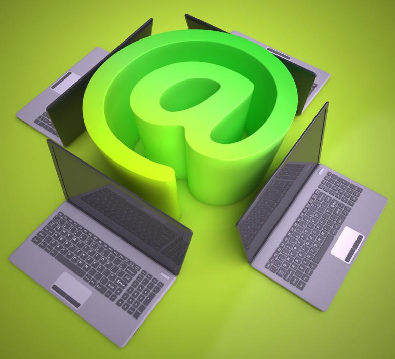 Free stock image of At Sign Laptops Shows Online Mailing Communication created by Stuart Miles