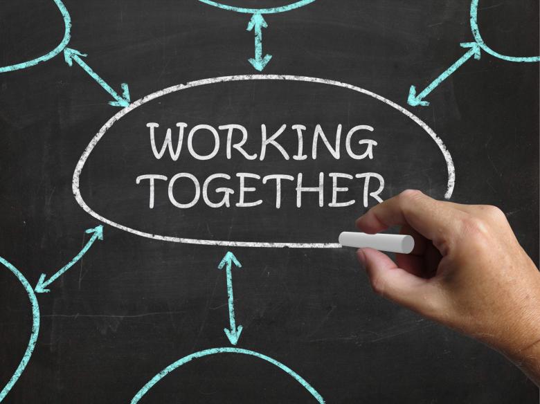 Free stock image of Working Together Blackboard Means Teams And Cooperating created by Stuart Miles