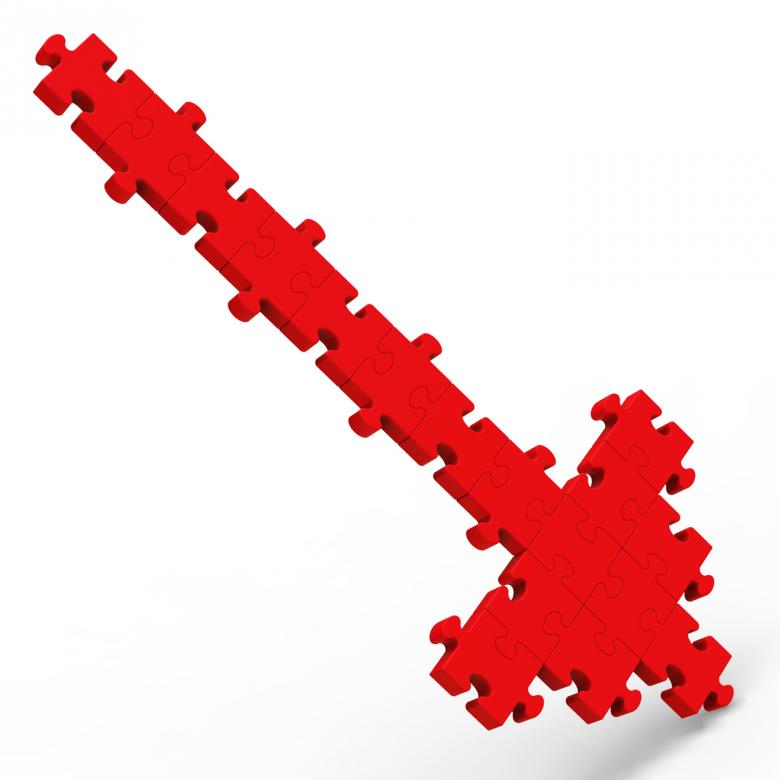 Free stock image of Arrow Pointing Down Puzzle Shows Wrong Direction created by Stuart Miles