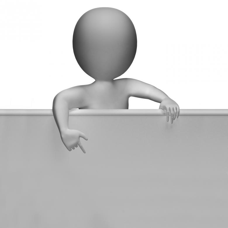 Free stock image of White Blank Sign With Copyspace And 3d Character Pointing created by Stuart Miles