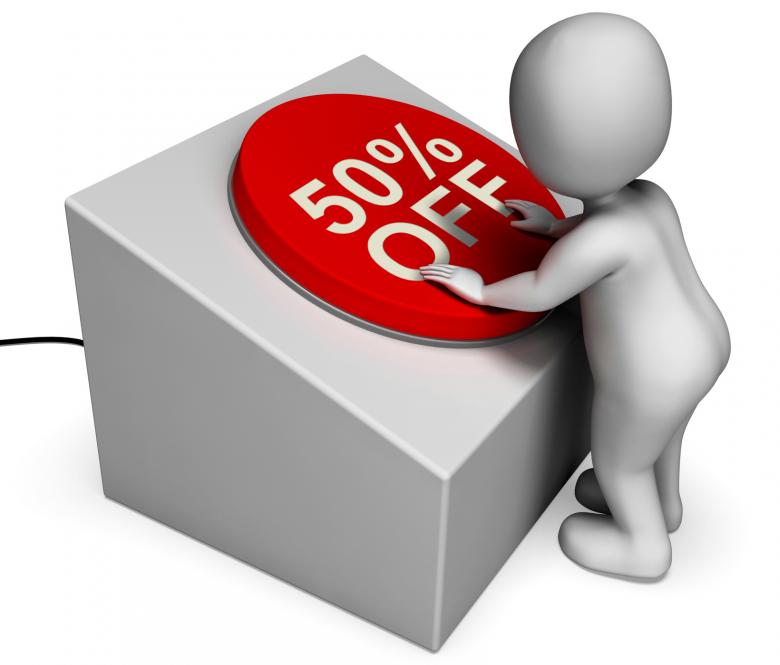 Free stock image of Fifty Percent Off Button Means Half-Price Bargain created by Stuart Miles
