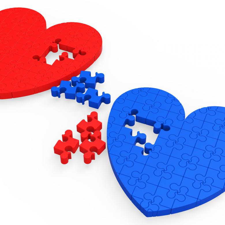 Free stock image of Two 3D Hearts Showing Love Partners created by Stuart Miles