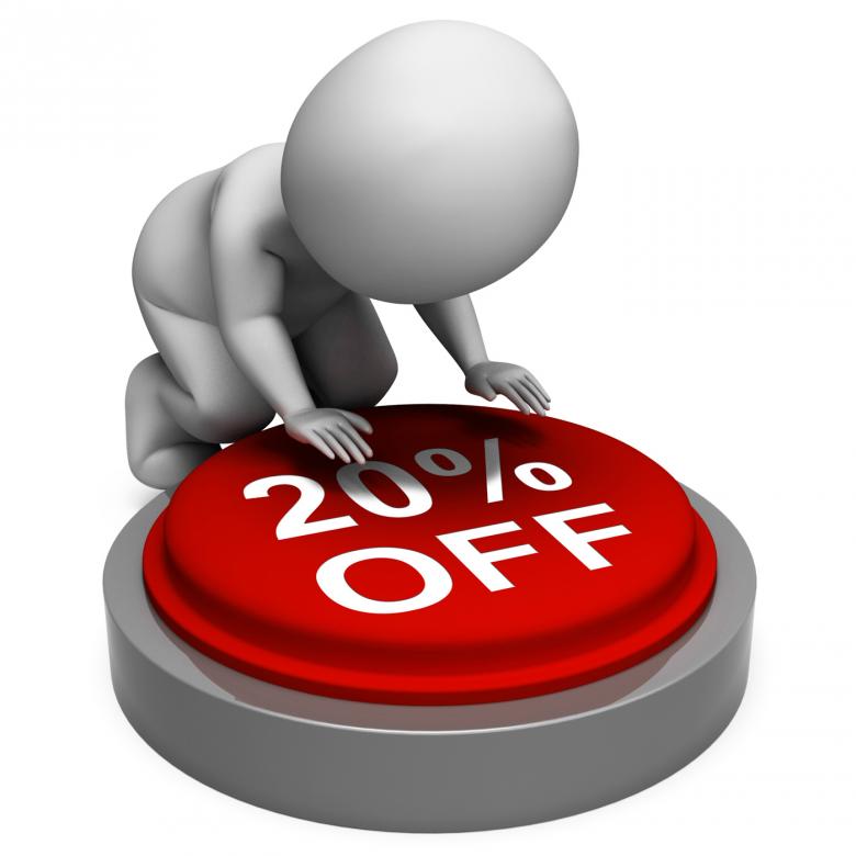 Free stock image of Twenty Percent Off Button Means 20 Price Markdown created by Stuart Miles