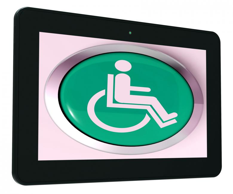 Free stock image of Disabled Tablet Shows Wheelchair Access Or Handicapped created by Stuart Miles