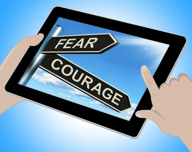 Free stock image of Fear Courage Tablet Shows Scared Or Courageous created by Stuart Miles