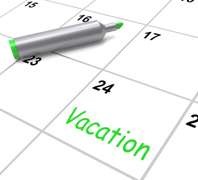 Free stock image of Vacation Calendar Shows Day Off Work Or Holiday created by Stuart Miles