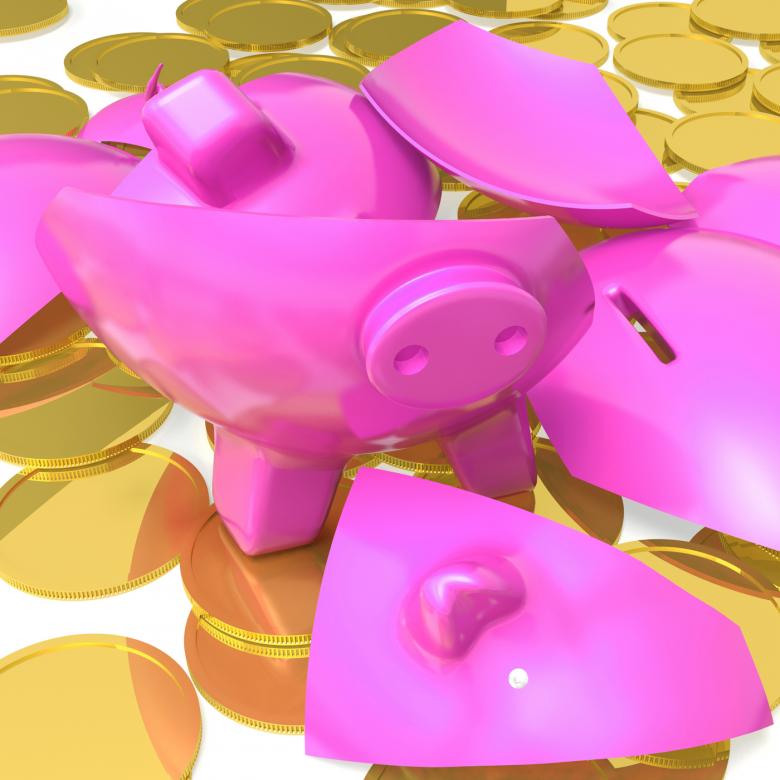 Free stock image of Broken Piggybank Showing Due Payments created by Stuart Miles