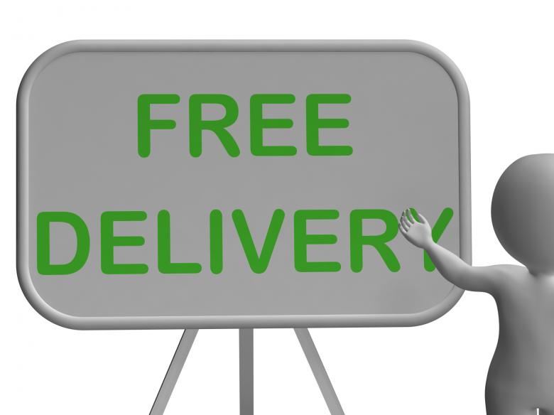 Free stock image of Free Delivery Whiteboard Shows Postage And Packaging Included created by Stuart Miles