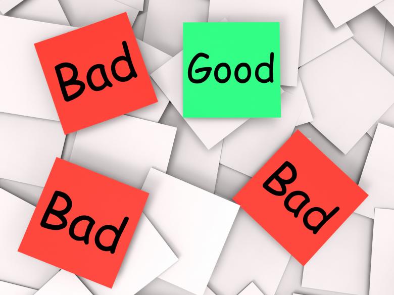 Free stock image of Good Bad Post-It Notes Show Excellent Or Dreadful created by Stuart Miles
