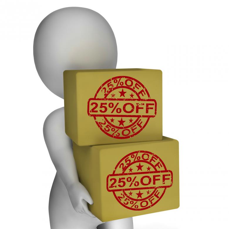 Free stock image of Twenty Five Percent Off Boxes Show 25 Price Markdown created by Stuart Miles