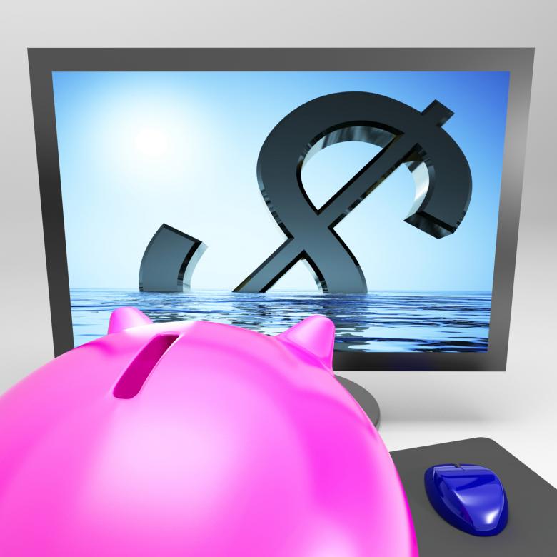 Free stock image of Sinking Dollar Shows Downturn Recession Or Disaster created by Stuart Miles