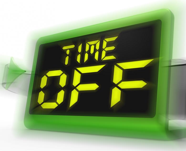 Free stock image of Time Off Digital Clock Shows Holiday From Work Or Study created by Stuart Miles