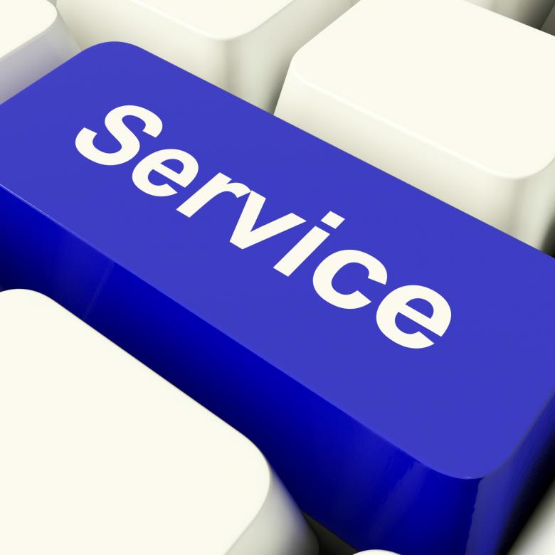 Free stock image of Service Computer Key In Blue Showing Help And Assistance created by Stuart Miles