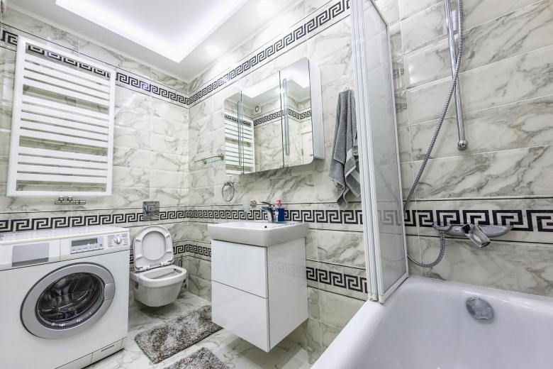 Free stock image of White and black small bathroom created by Eugeniu Frimu
