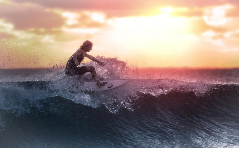 Free stock image of Surfer at Sunset created by Jack Moreh