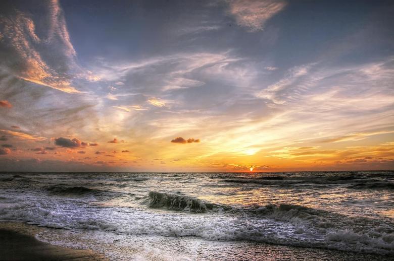 Free stock image of Ocean at Sunset created by Pixabay