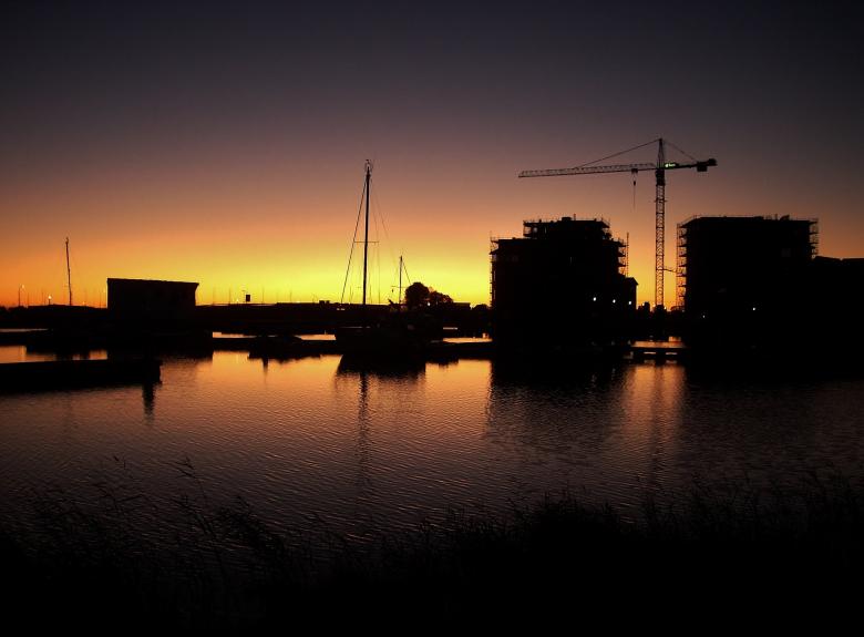 Free stock image of Harbor at Sunset created by Pixabay