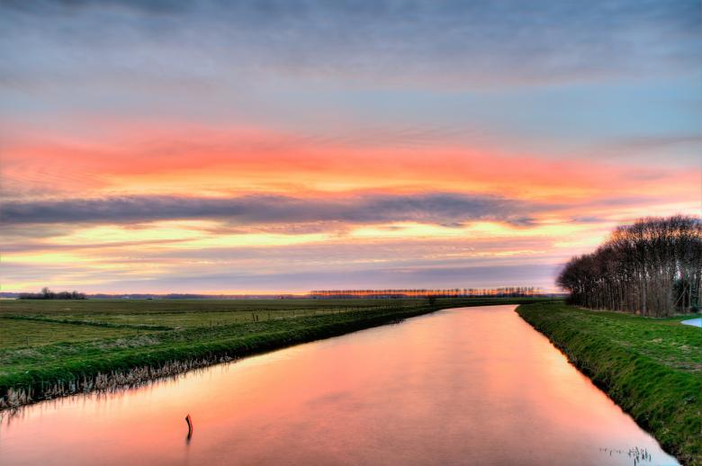 Free stock image of River at Sunset created by Pixabay