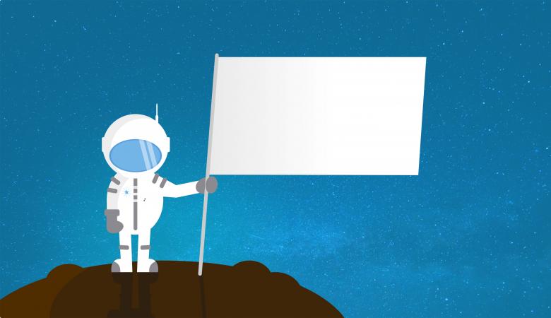 Free stock image of Cartoon Astronaut Holding Blank Flag - With Copyspace created by Jack Moreh