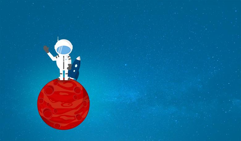 Free stock image of Cartoon Astronaut on Red Planet - With Copyspace created by Jack Moreh