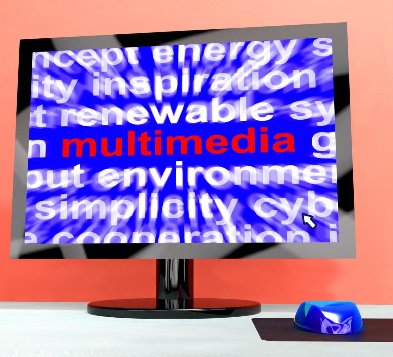 Free stock image of Multimedia Word On Computer Showing Digital Technology For Movies created by Stuart Miles