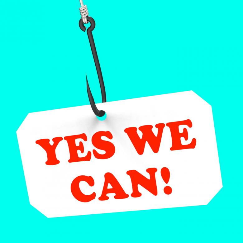 Free stock image of Yes We Can! On Hook Shows Teamwork And Optimism created by Stuart Miles