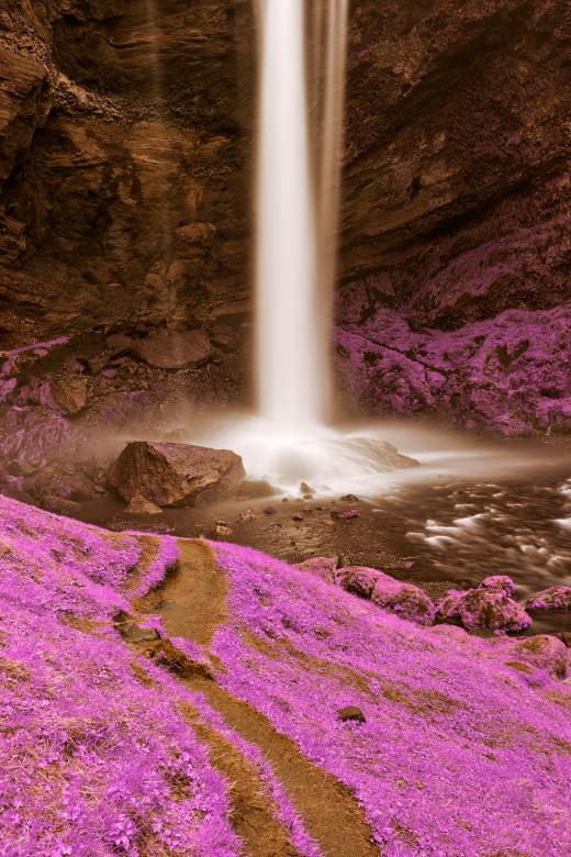 Free stock image of Kvernufoss - Rugged Purple Fantasy created by Nicolas Raymond