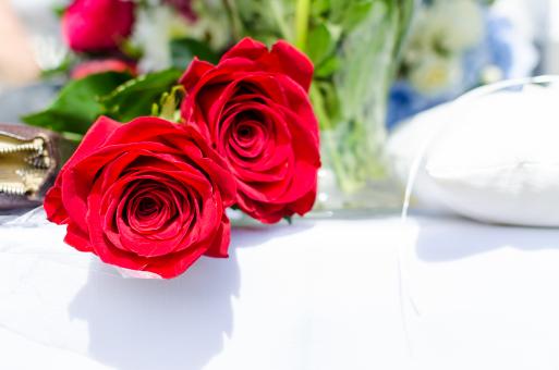 Red Roses at Wedding Reception