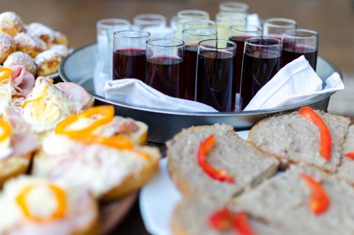 Drinks and Small Sandwidges at Reception