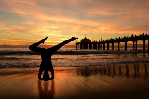 Yoga Pose Silhouette by the Sea - Free Stock Photo