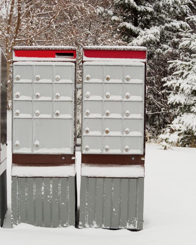Free stock image of Mail Boxes in Winter created by Geoffrey Whiteway