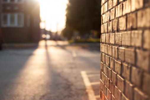 Long shadows on the street at sunset - Free Stock Photo