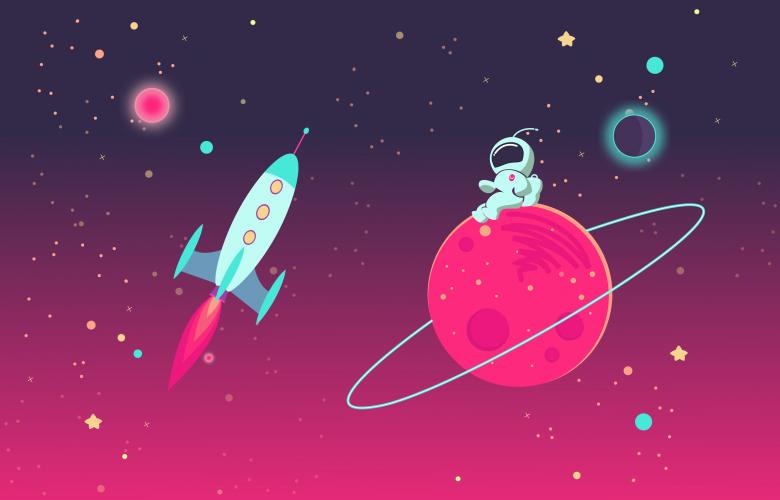 Free stock image of Cartoon Astronaut Seated on Planet created by Jack Moreh