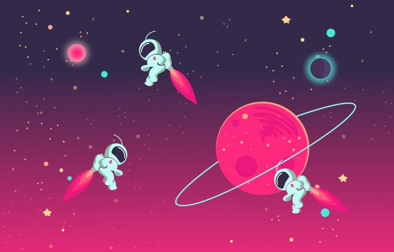 Free stock image of Cartoon Astronauts Playing With Each Other in Outer Space created by Jack Moreh