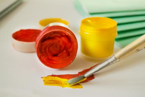 Pencil with Yellow and Red Paint