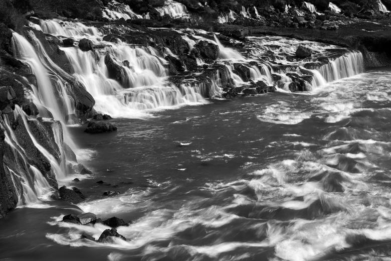 Free stock image of Hraunfossar River Cascades - Black & White created by Nicolas Raymond