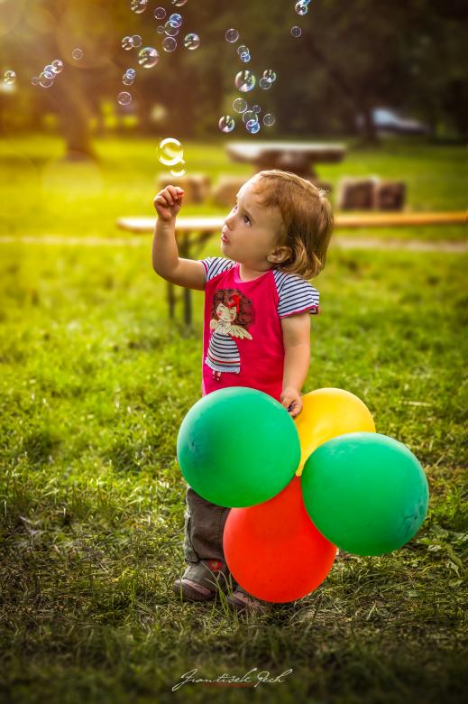 Free stock image of Child Playing with Balloons created by Frantisek Pech