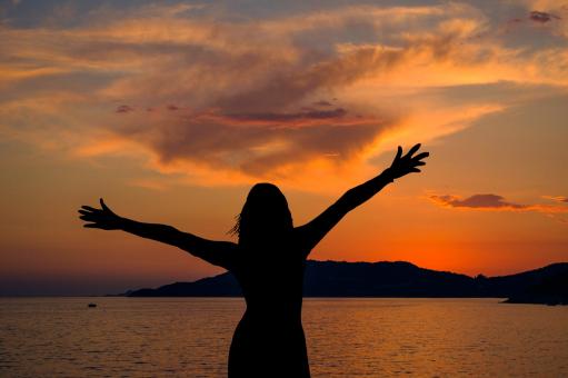 Free Stock Photo of Happy Woman Silhouette