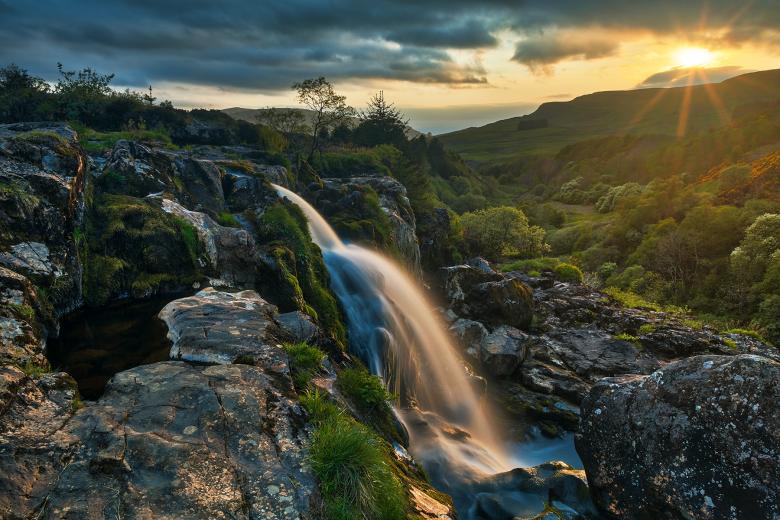 Free stock image of Loup of Fintry Sunset Waterfall created by Nicolas Raymond