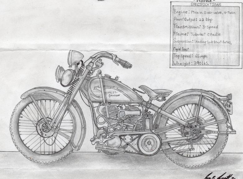 Free stock image of Hand Drawn Harley Davidson created by rudy liggett