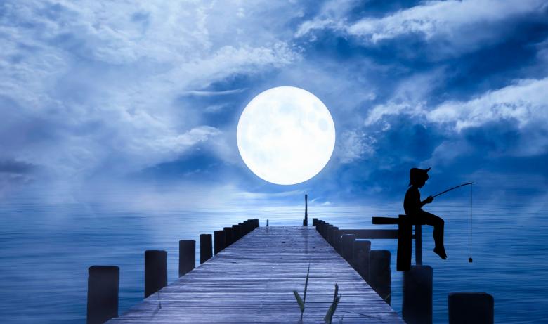 Free stock image of Fishing Under Moonlight created by mohamed hassan