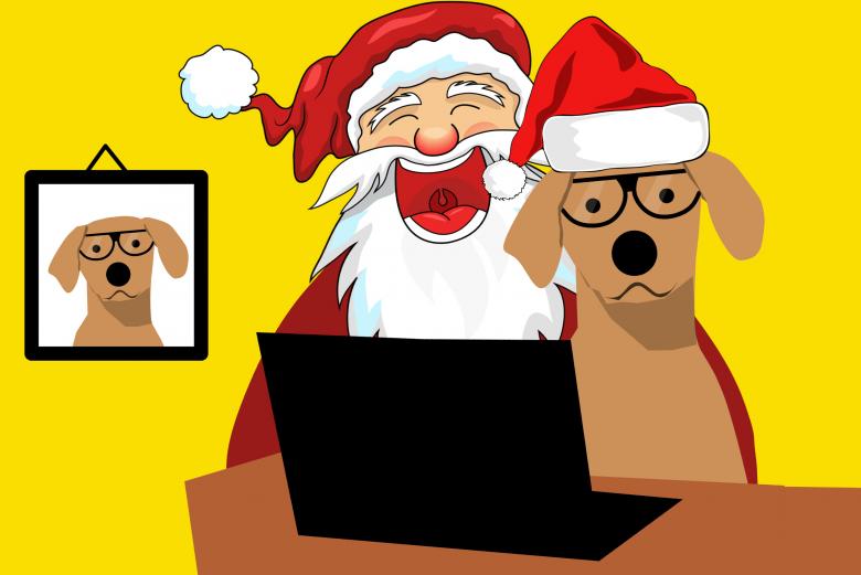 Free stock image of Dog and Santa Illustration created by mohamed hassan