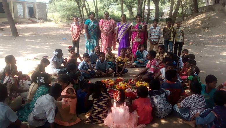 Free stock image of Bathukamma celebrations in our school created by Kanduri Narasimha Charyulu