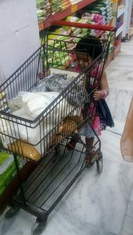 My cute baby in super market