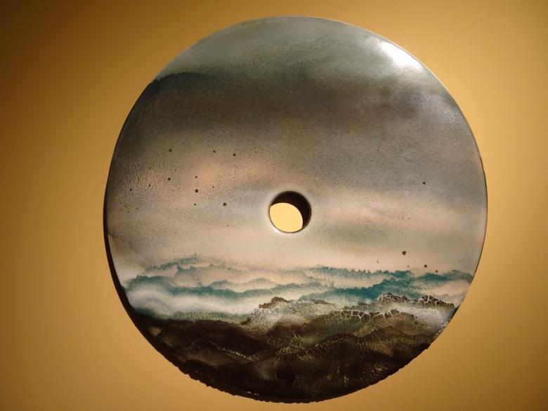 Free stock image of Art object with landscape painting. Modern ceramic art created by GAIMARD Jacques