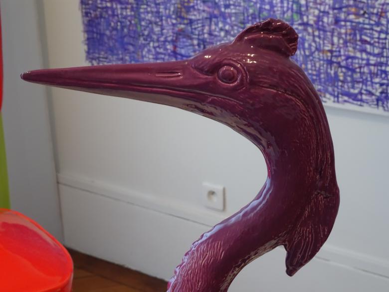 Free stock image of Mauve ceramic heron in a museum created by GAIMARD Jacques