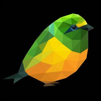 Polygonal Green and Yellow Bird