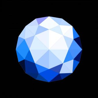 Polygonal Blue Rounded Crystal